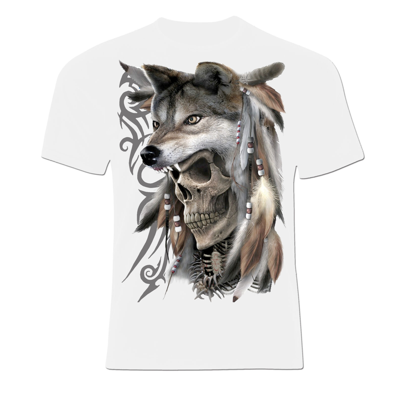 Тениска Skull and wolf