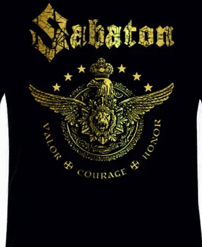 Тениска Sabaton – златна щампа – щампата отблизо